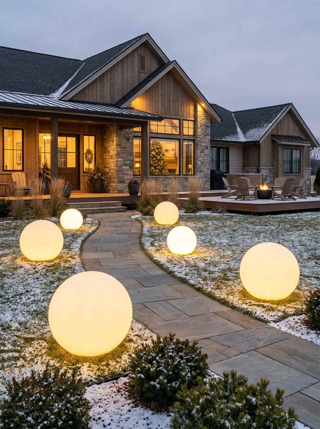 glowing ornament pathway