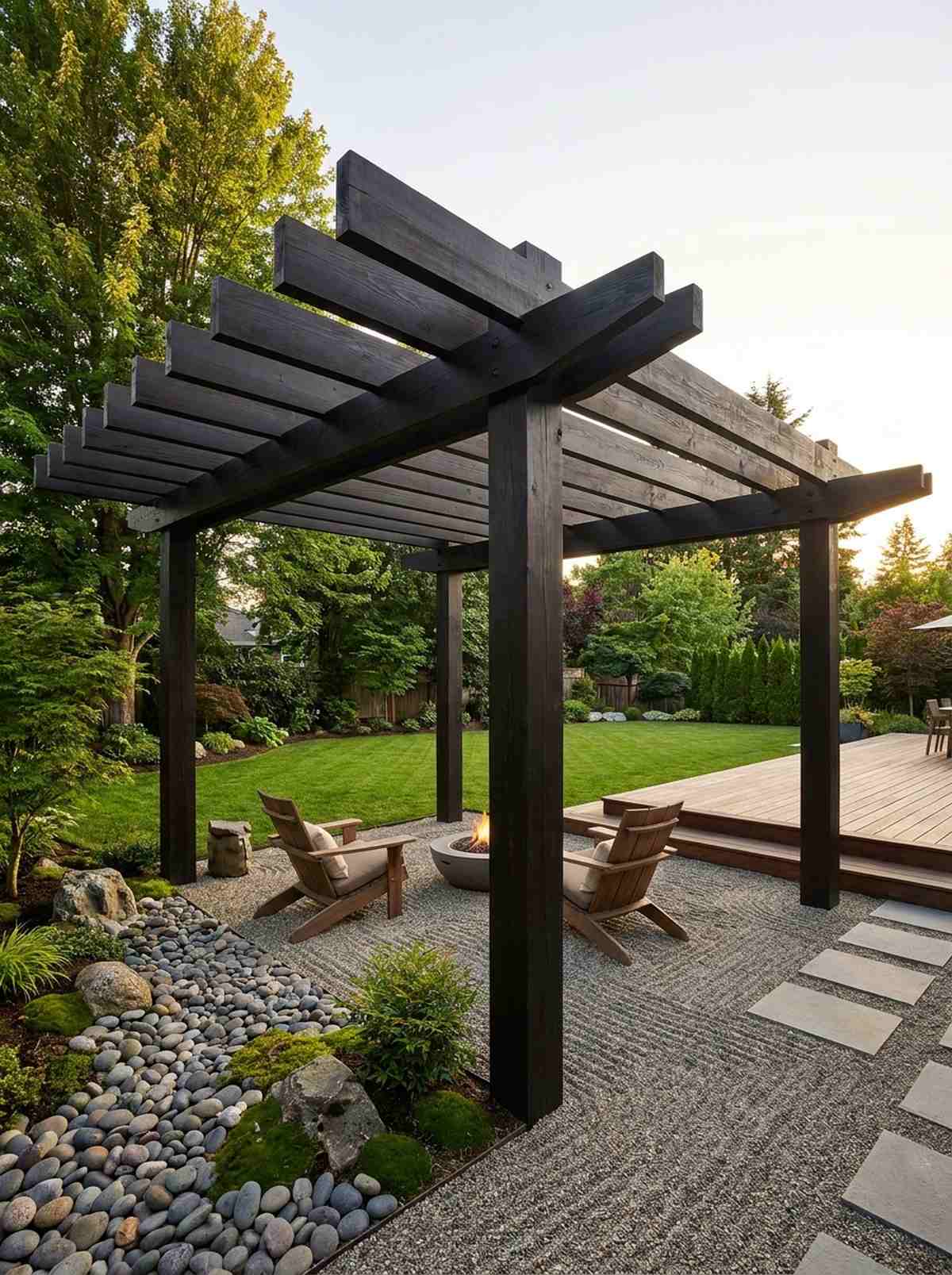japanese inspired timber pergola