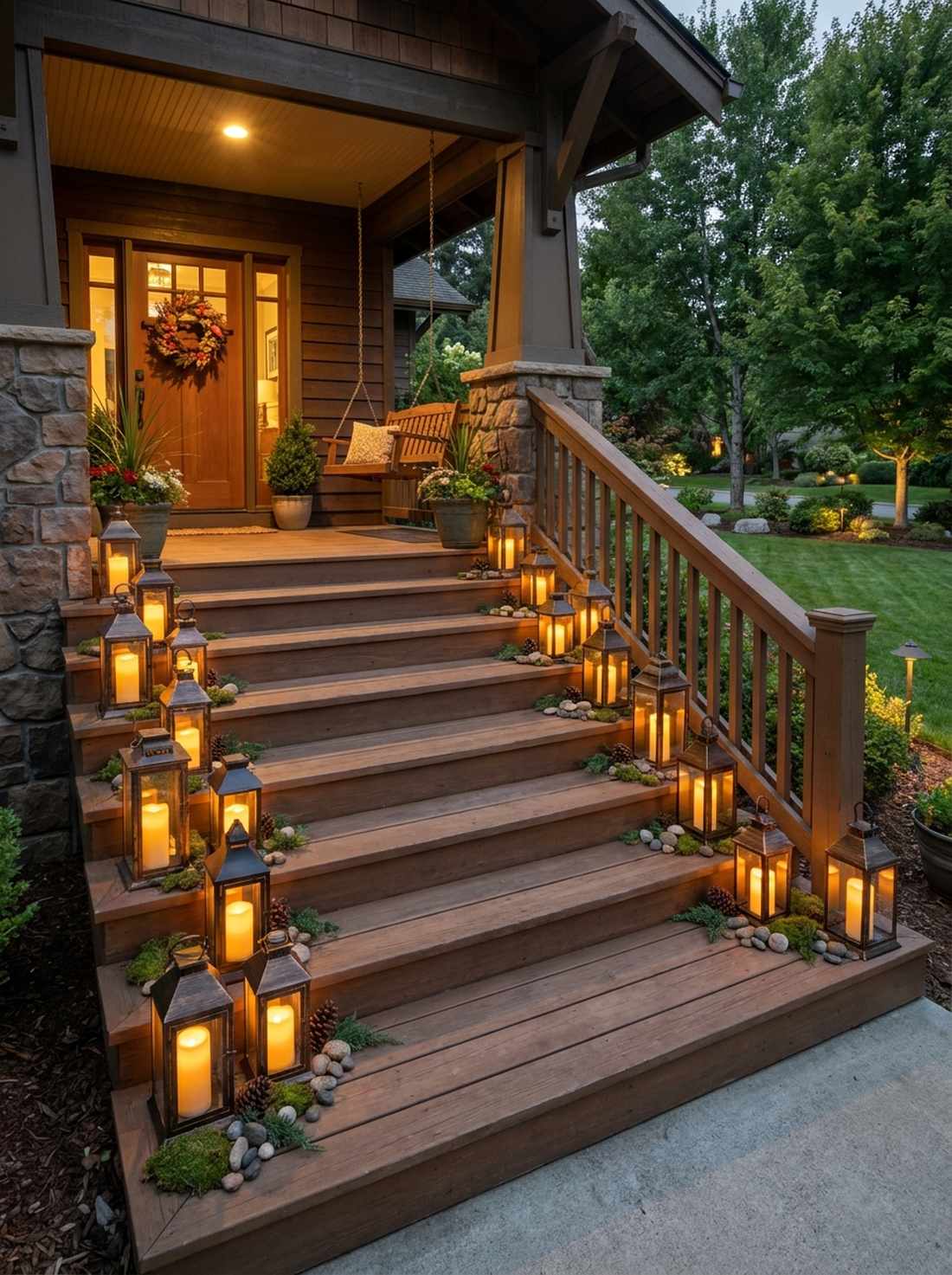 lantern lined steps