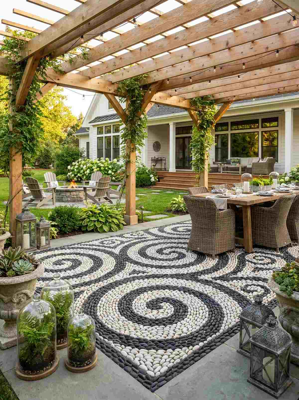 mosaic pebble courtyard
