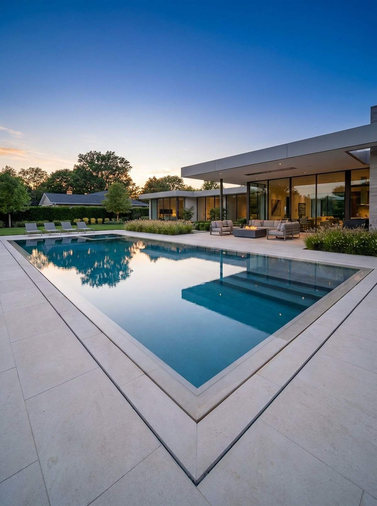perimeter overflow pool with deck level rim