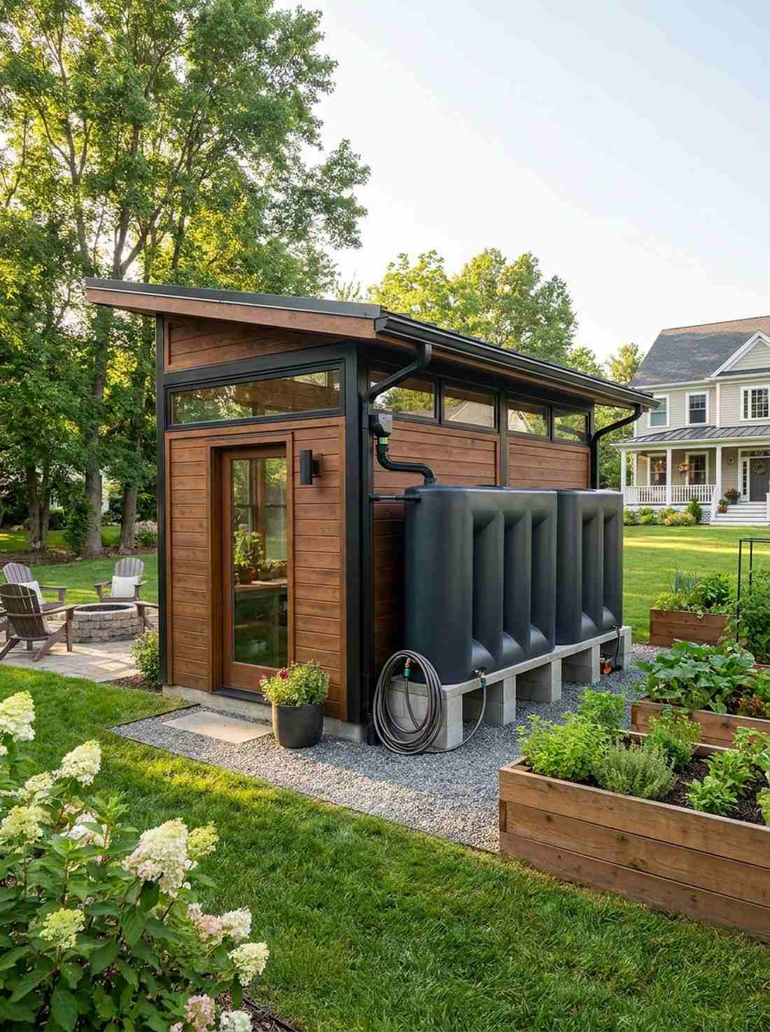 rainwater collection potting shed