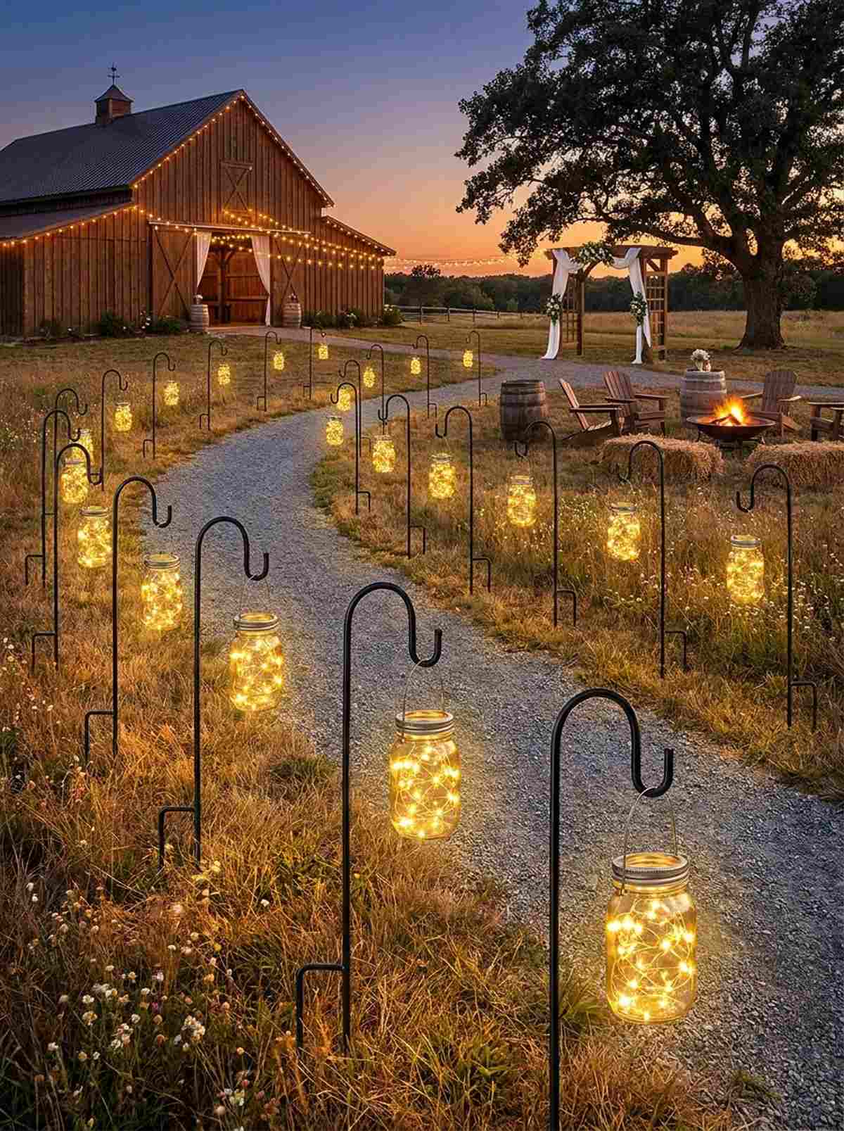 shepherd hook string light markers