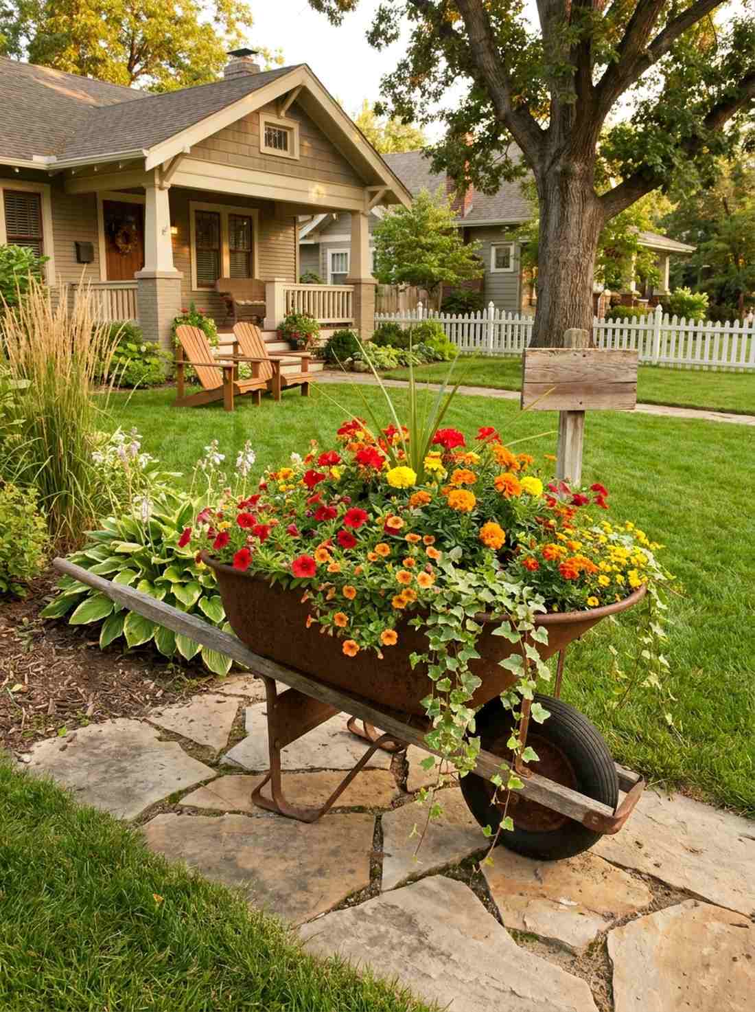 vintage wheelbarrow displays