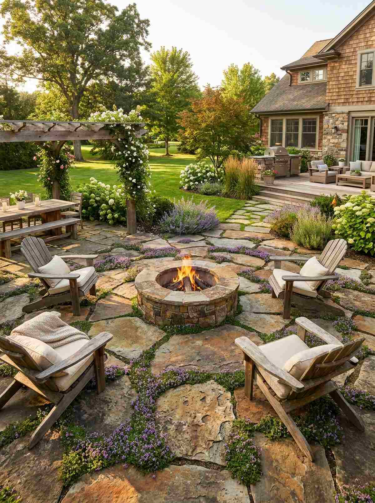reclaimed stone terrace