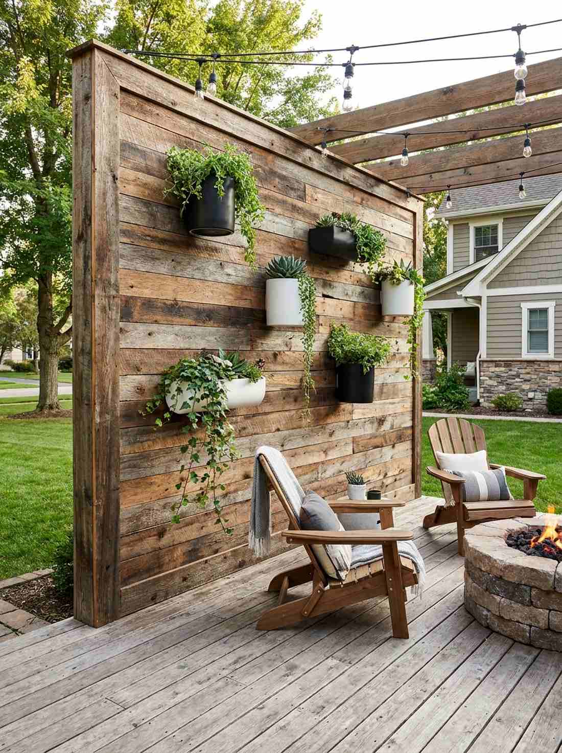 reclaimed wood and planter combination