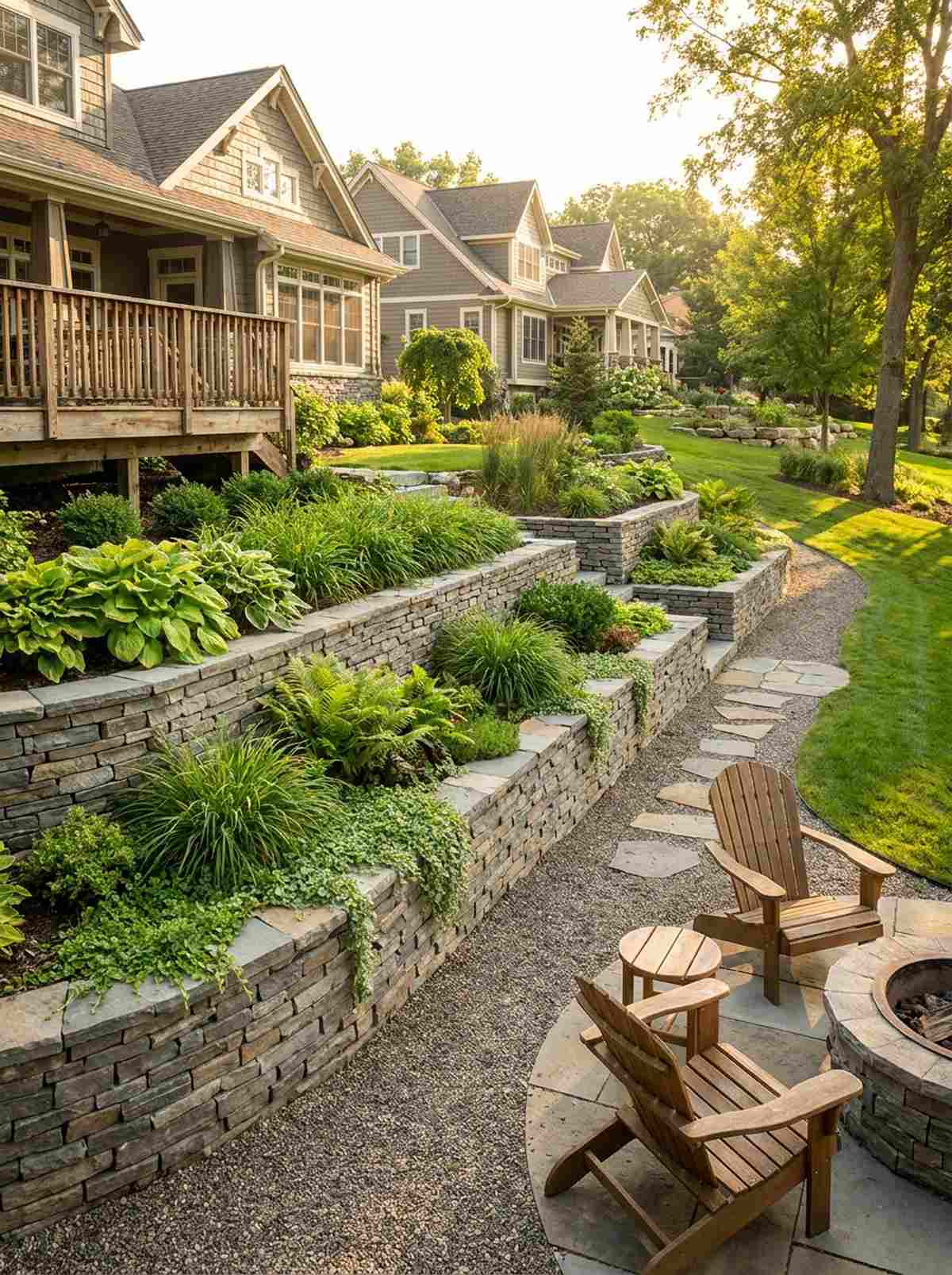 stacked stone garden wall