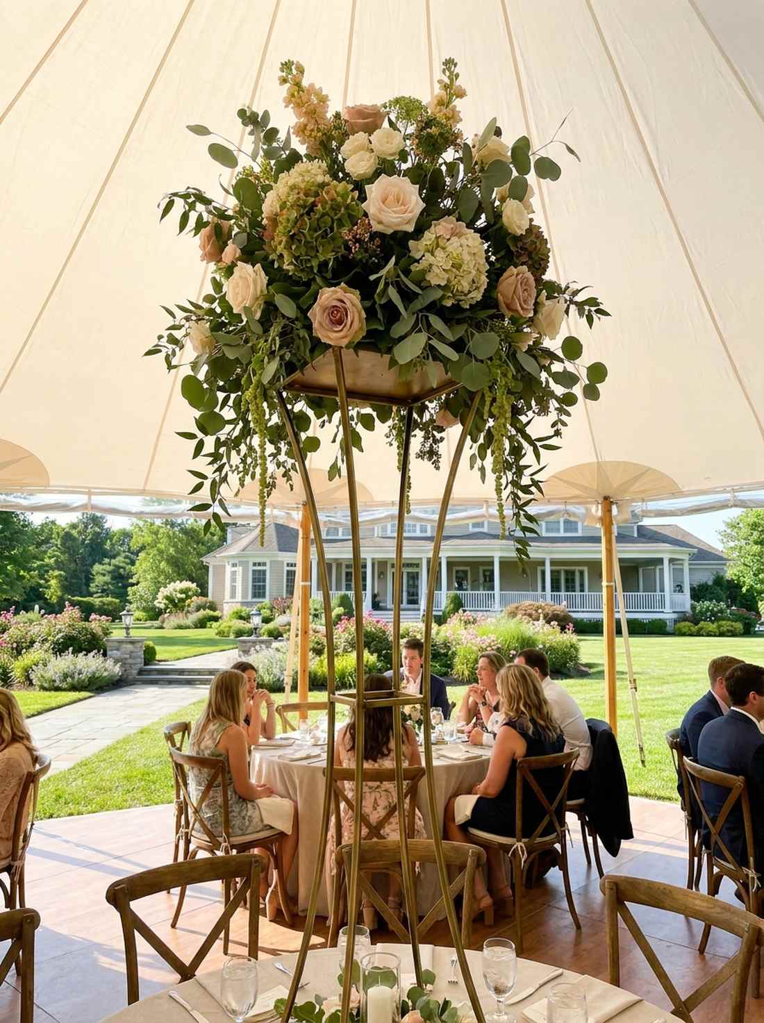 towering garden centerpieces in brass