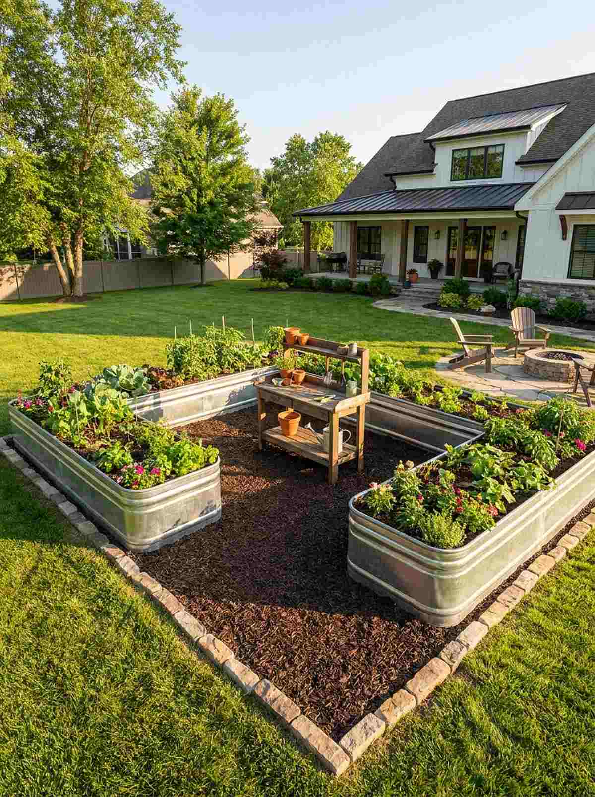 u shaped courtyard garden