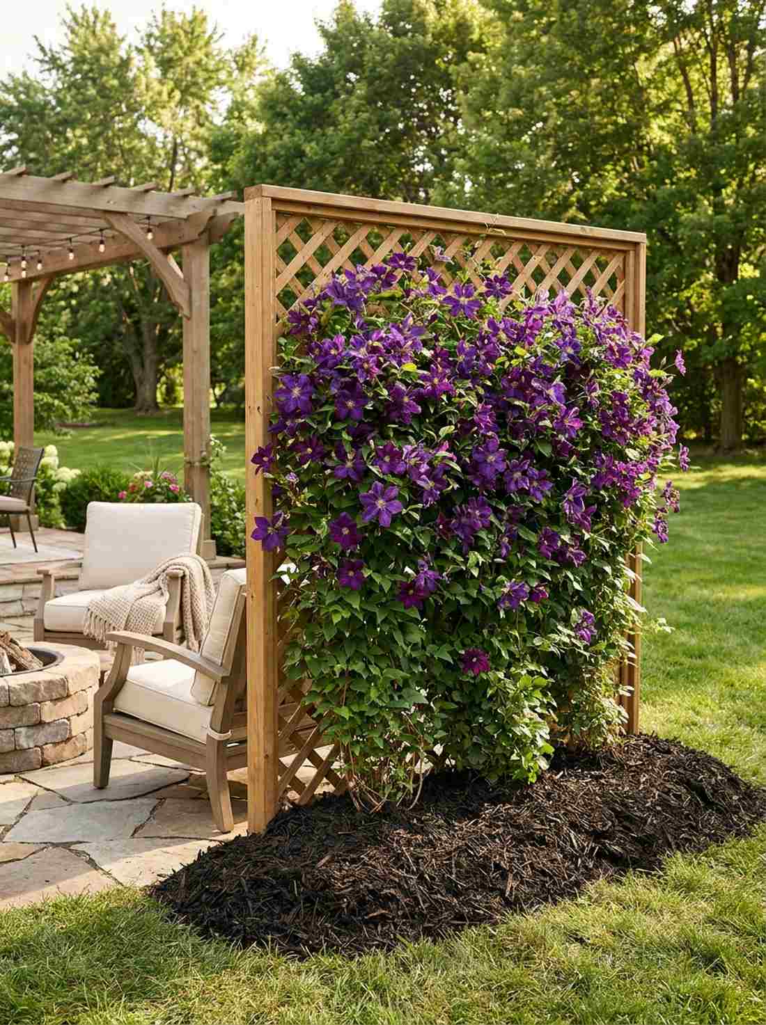 clematis lattice screen