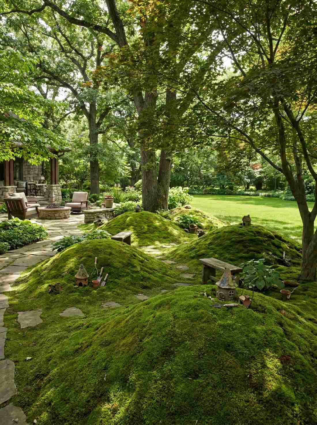 moss covered mounds