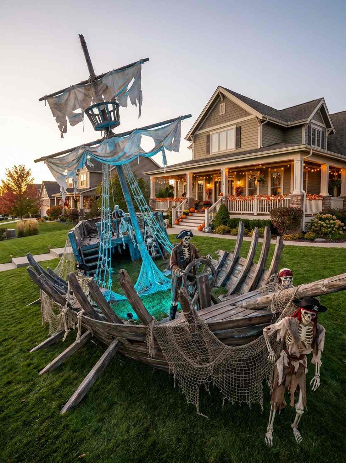 pirate ship ruins on the lawn