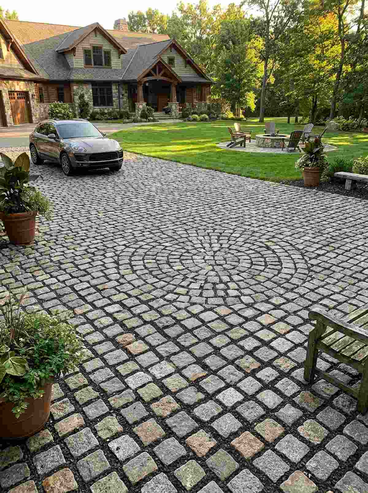 reclaimed granite cobbles with crushed basalt