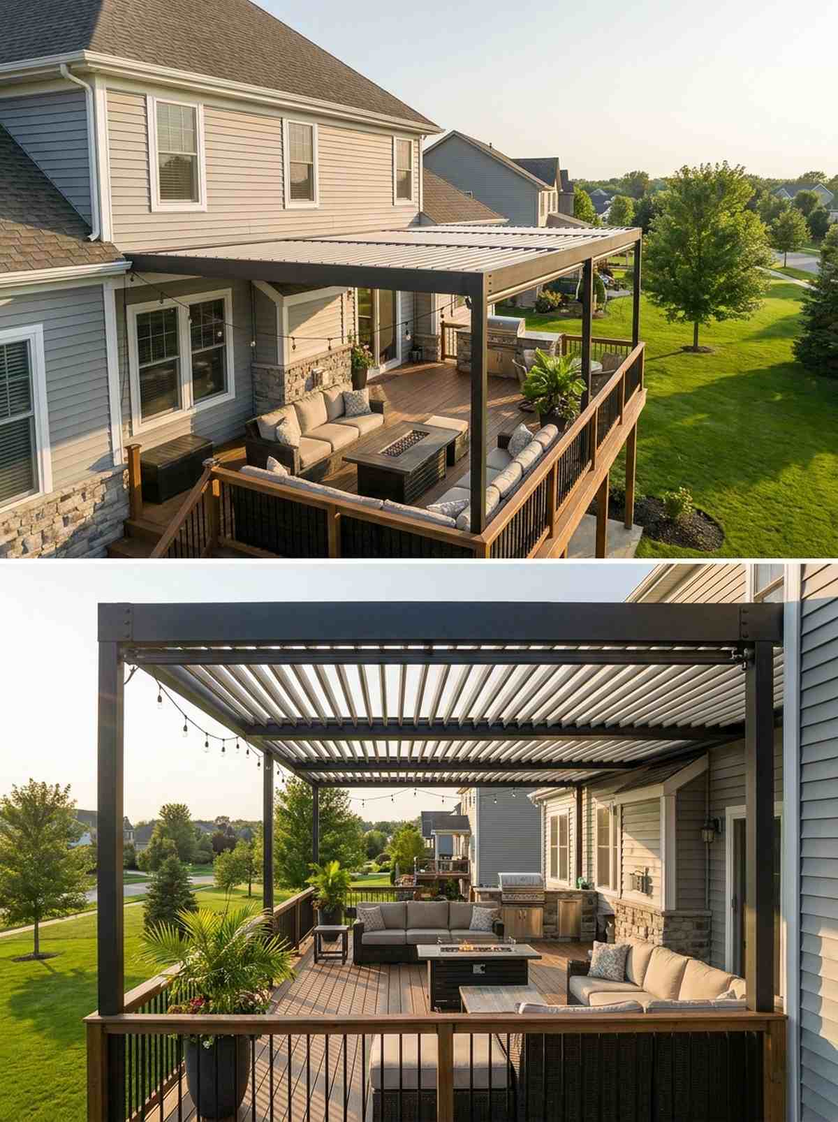 second story deck pergola cover