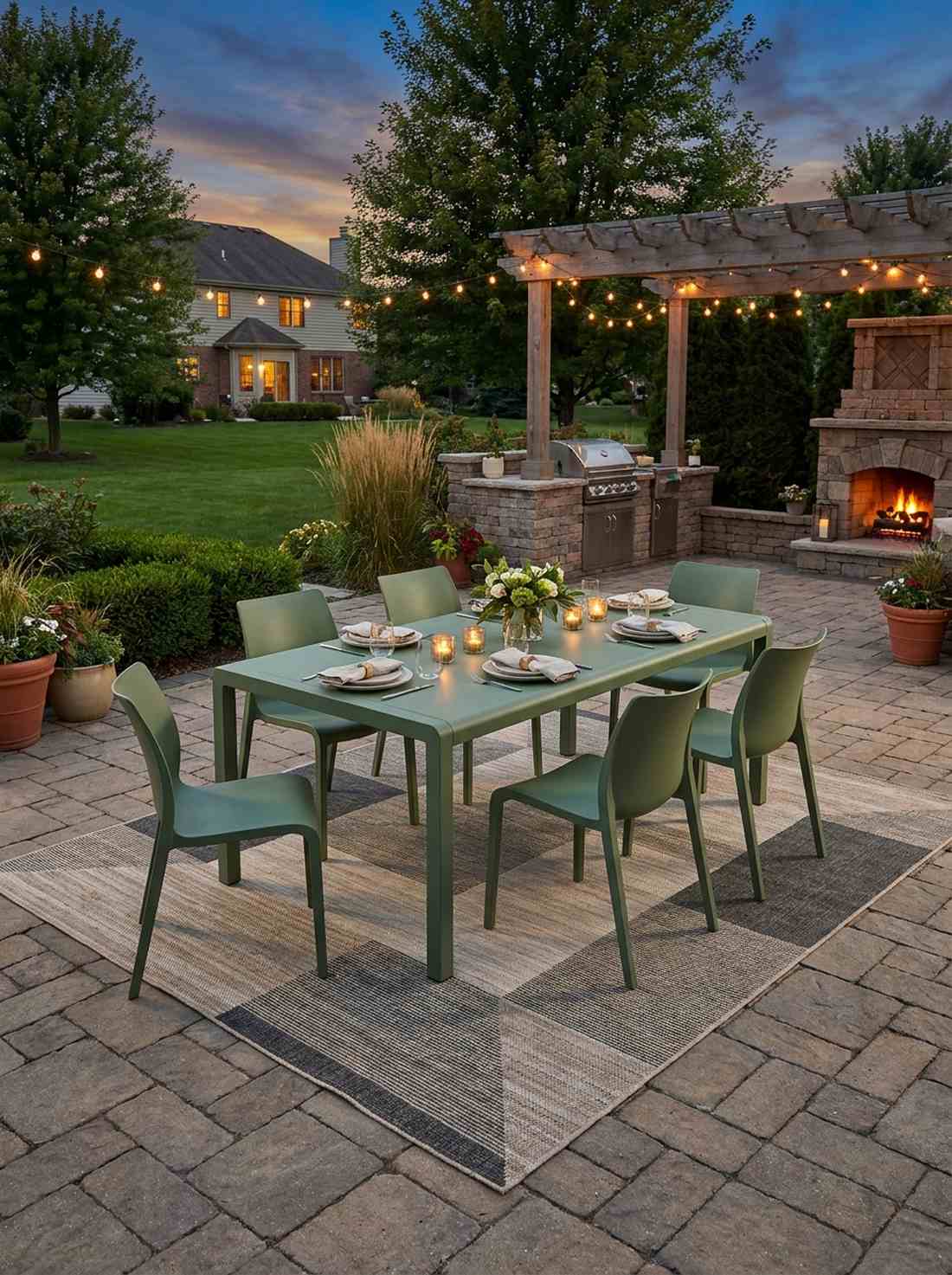 seven piece aluminum dining