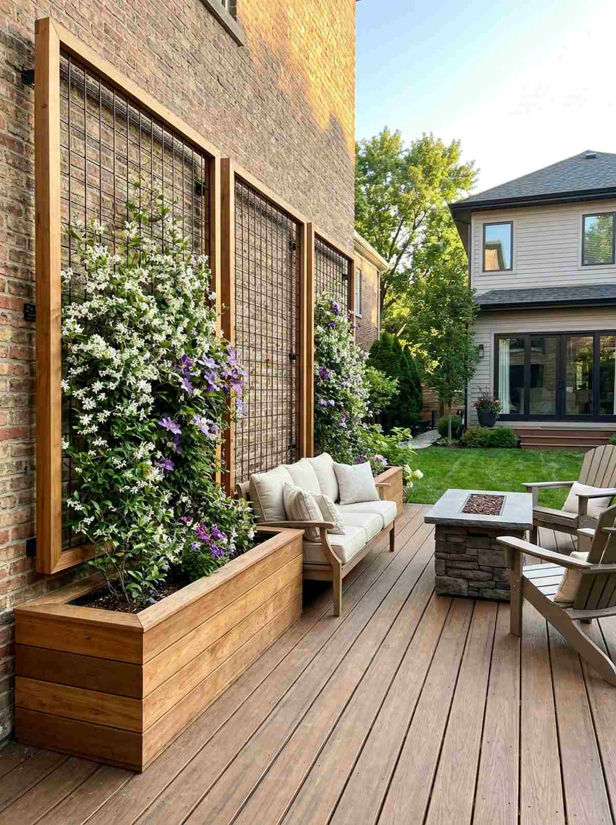 trellis panels with climbers