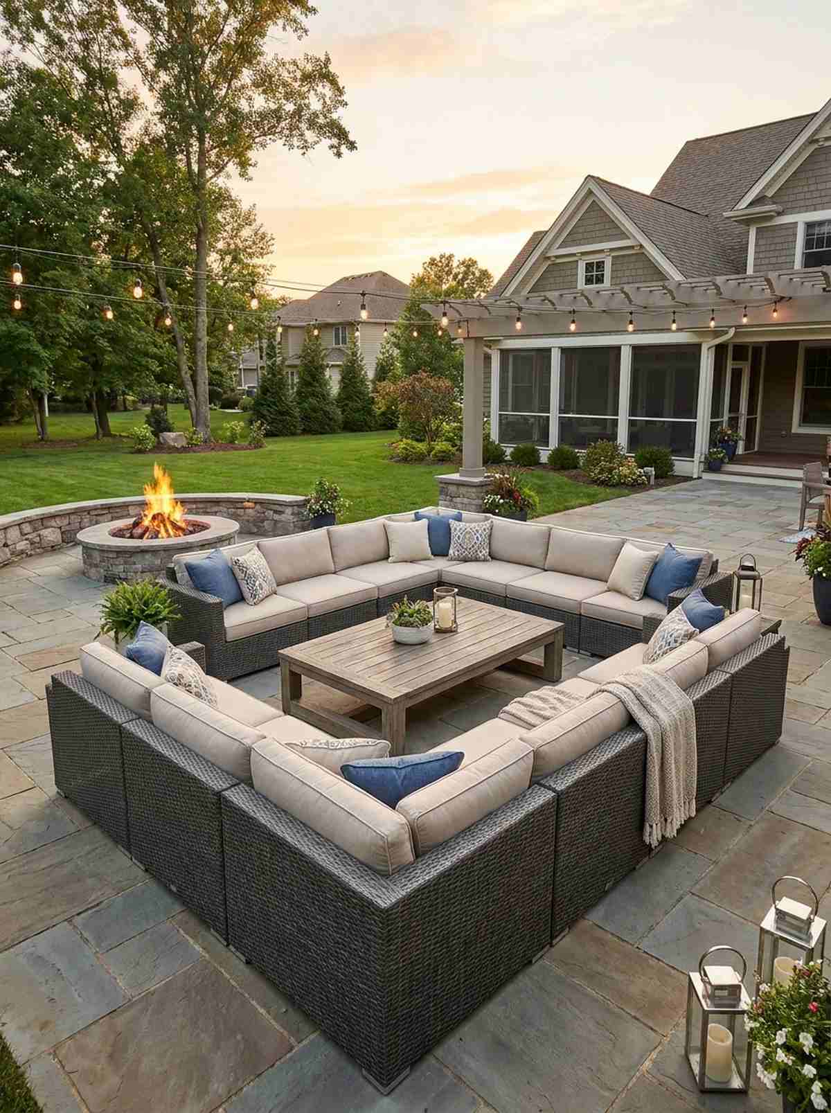 u shaped sectional conversation pit