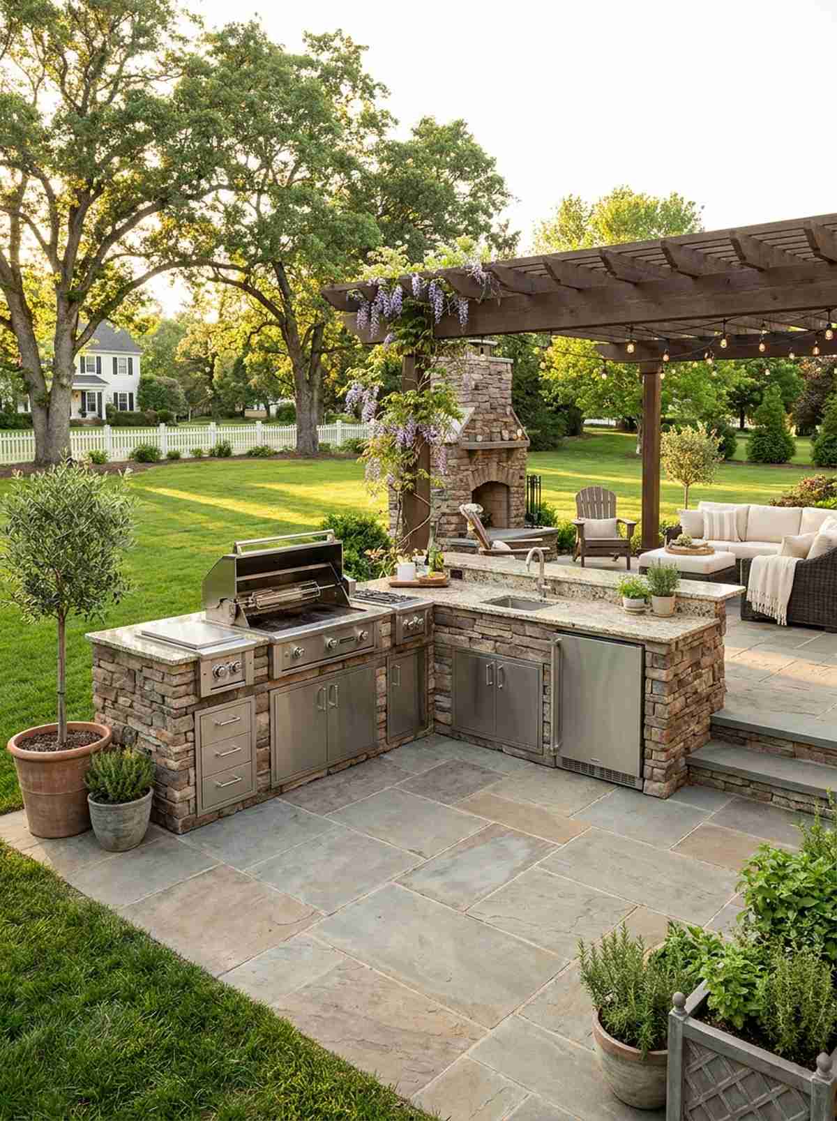 built in grill island with storage