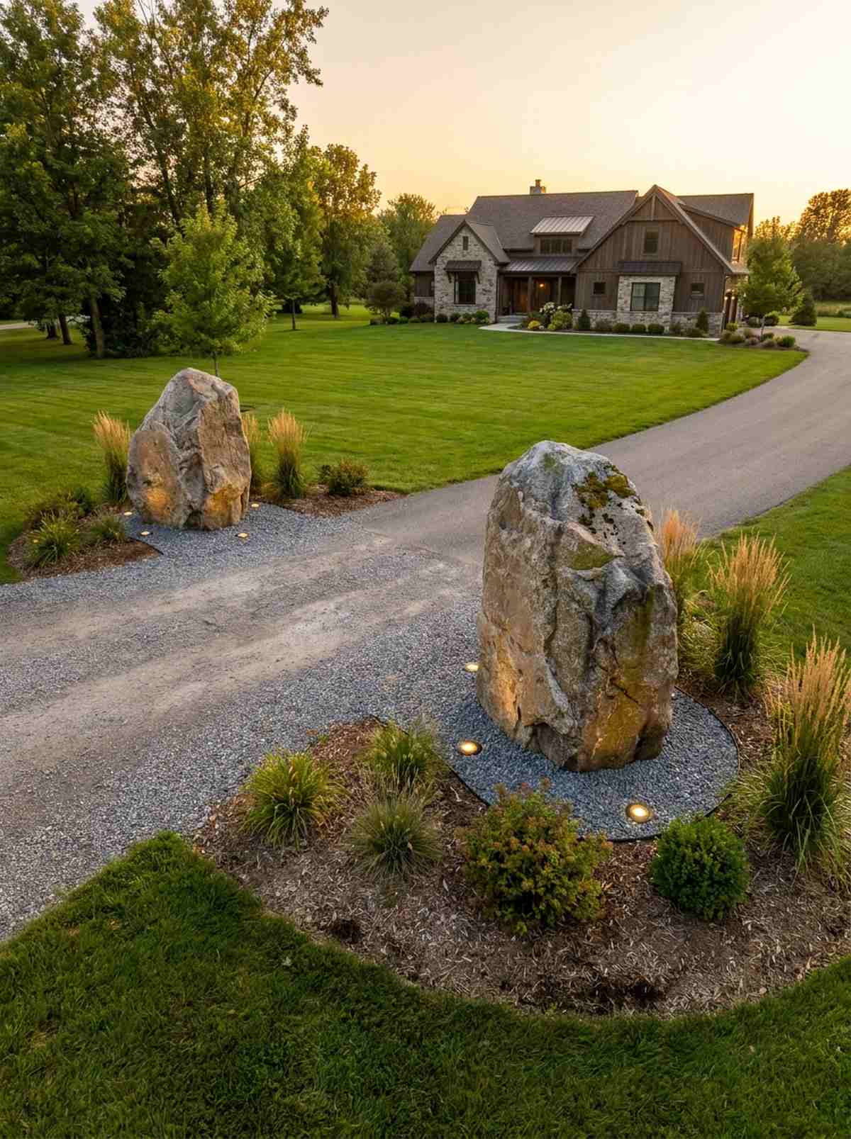 driveway entrance boulders