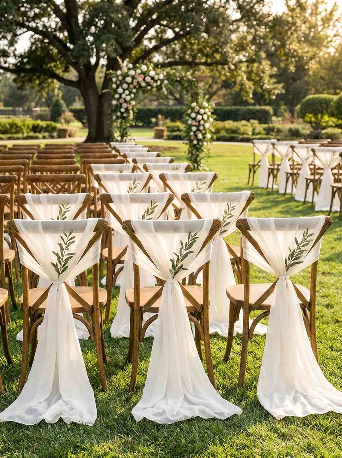 fabric sashes tied to ceremony chairs
