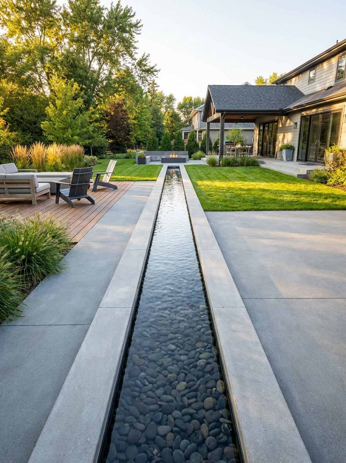 linear channel water feature