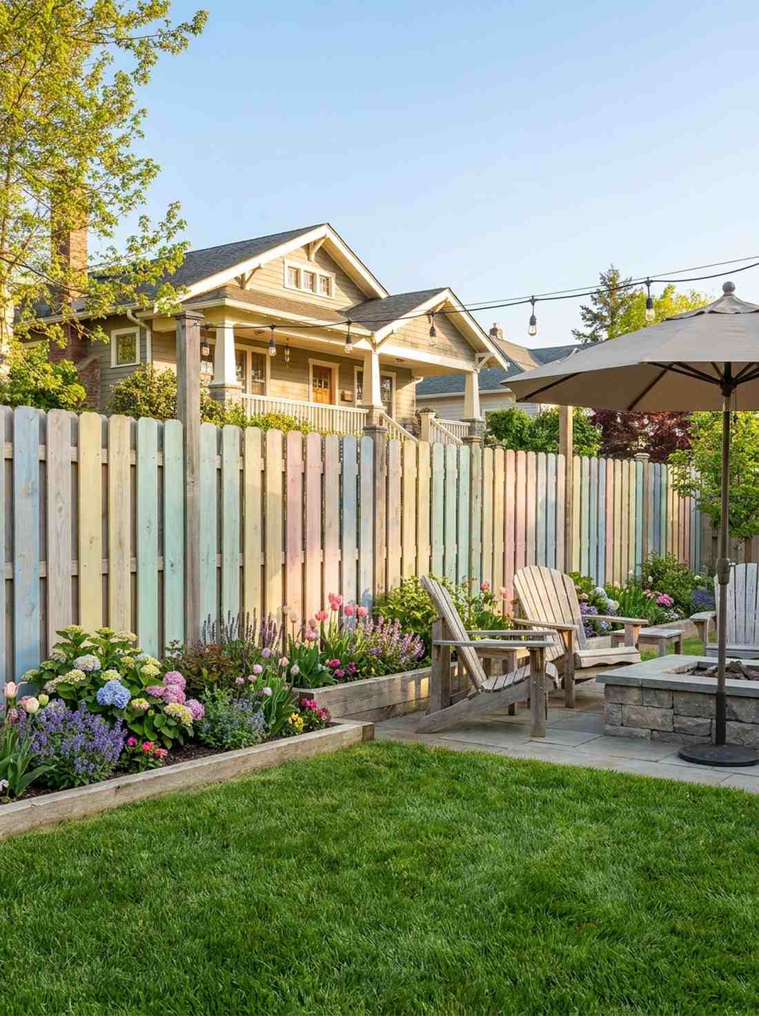 pastel painted garden fence sections