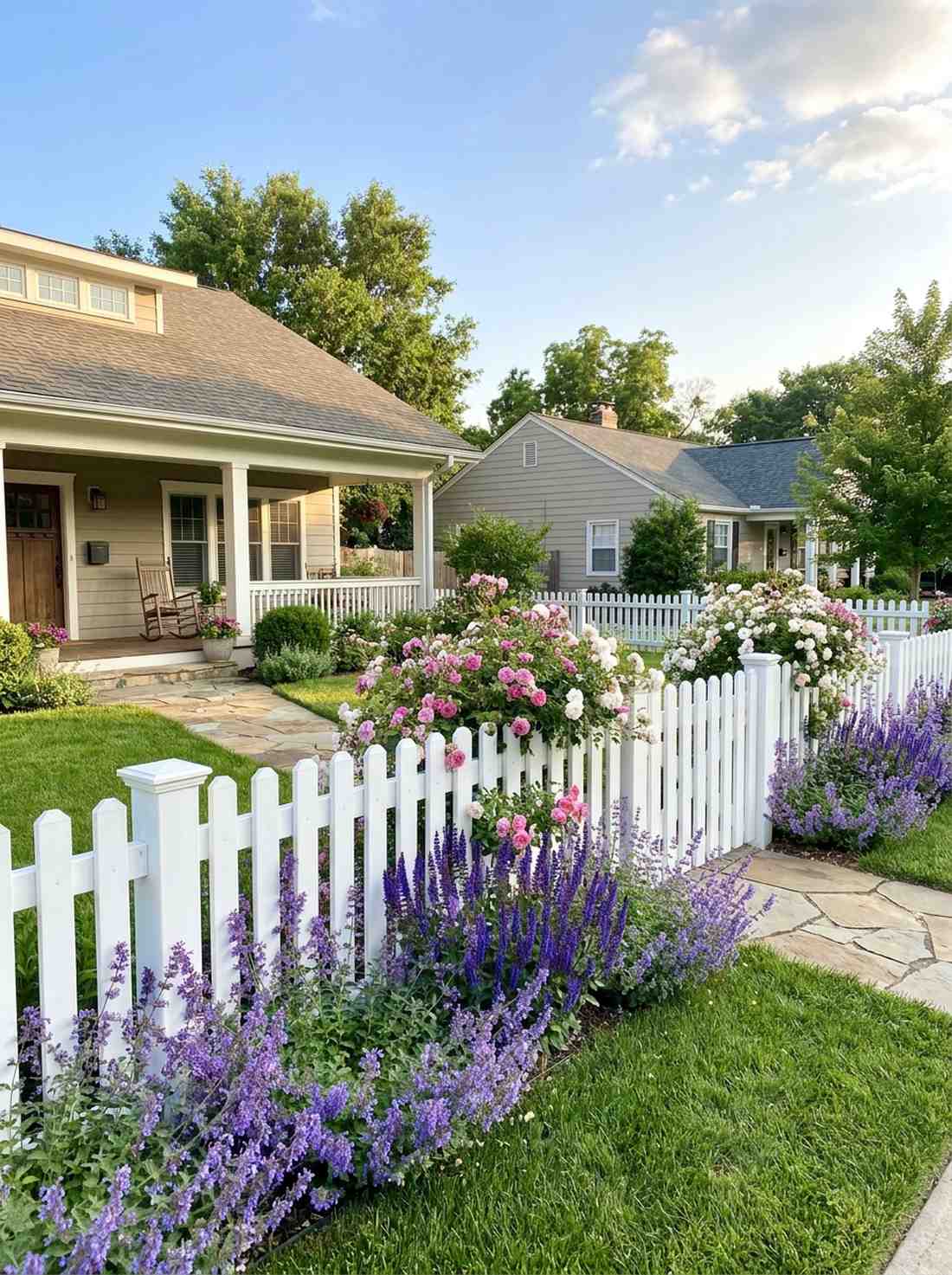 picket fence with overflowing blooms
