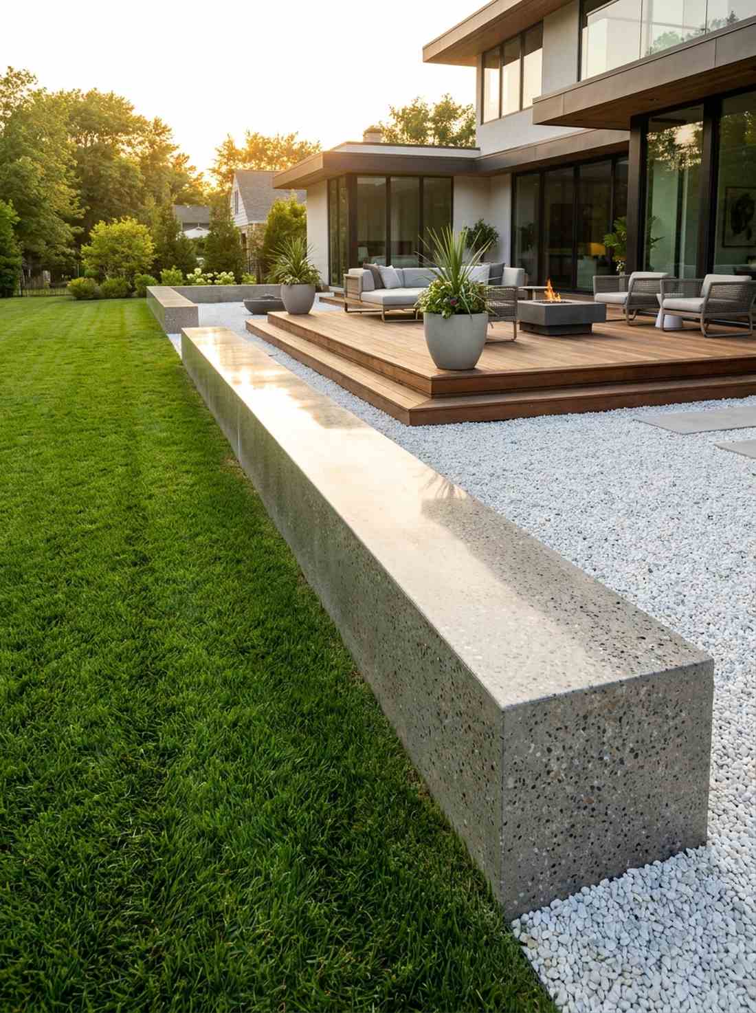polished concrete slab edging