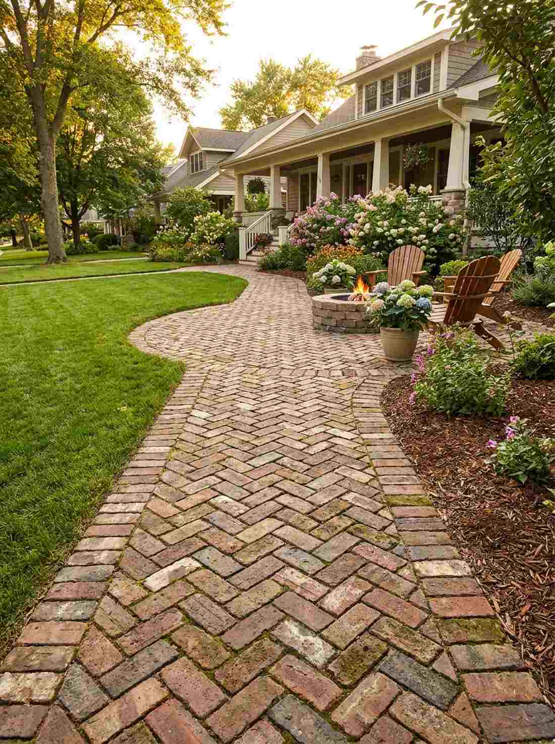 reclaimed brick herringbone pattern