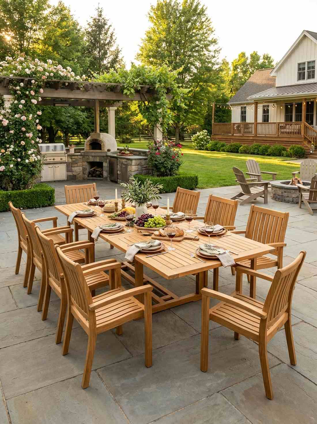 teak extension table set
