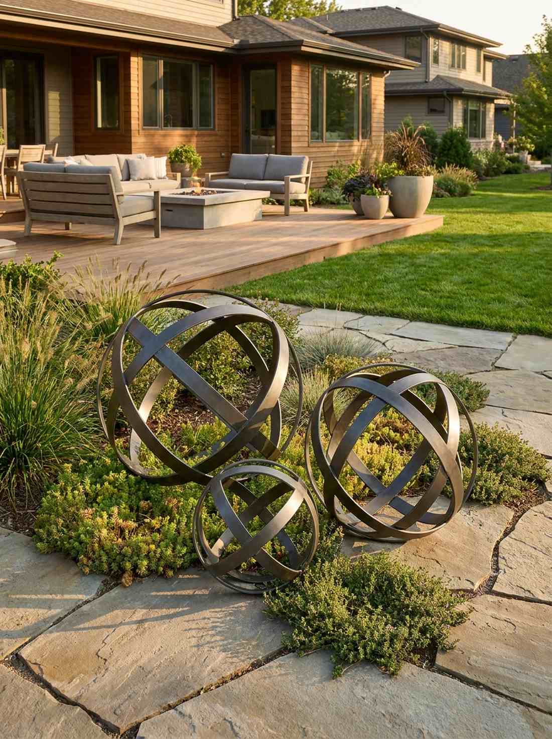 welded steel garden sphere