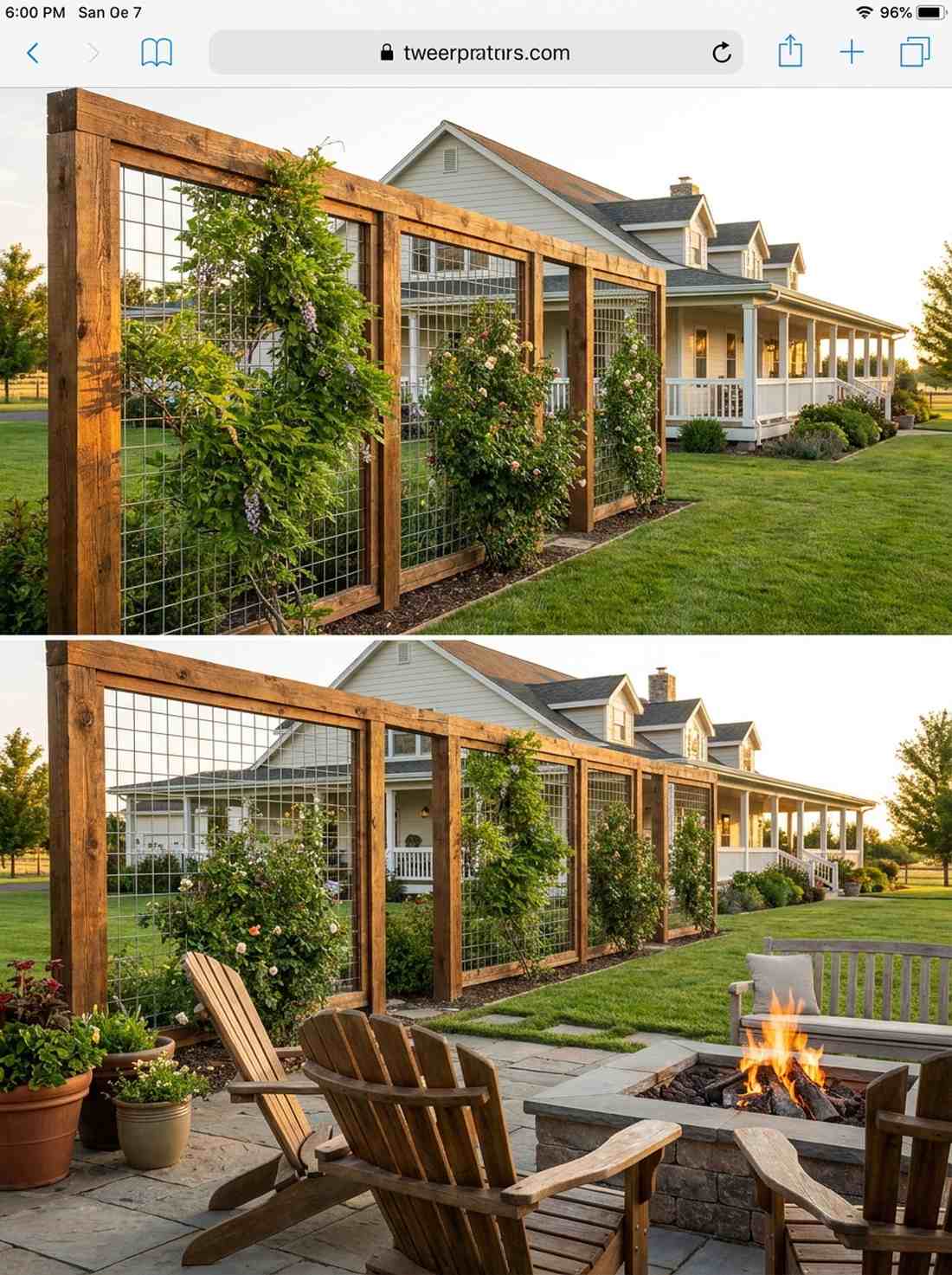 wood frame with metal mesh inserts