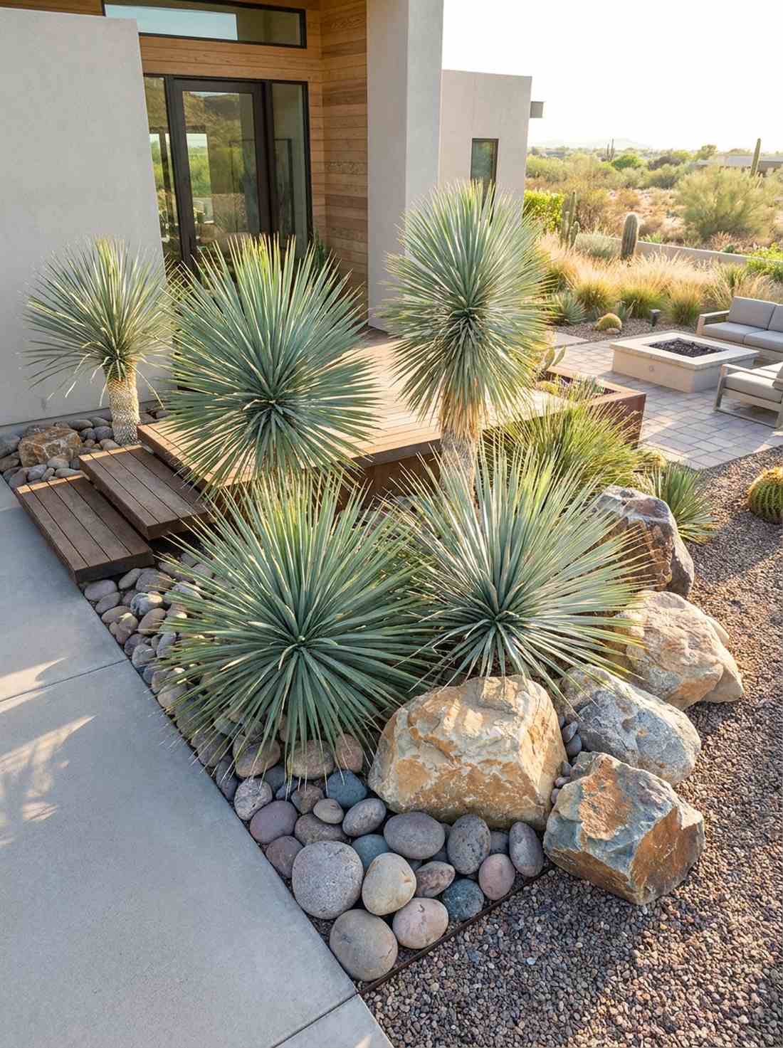 yucca and desert spoon accents