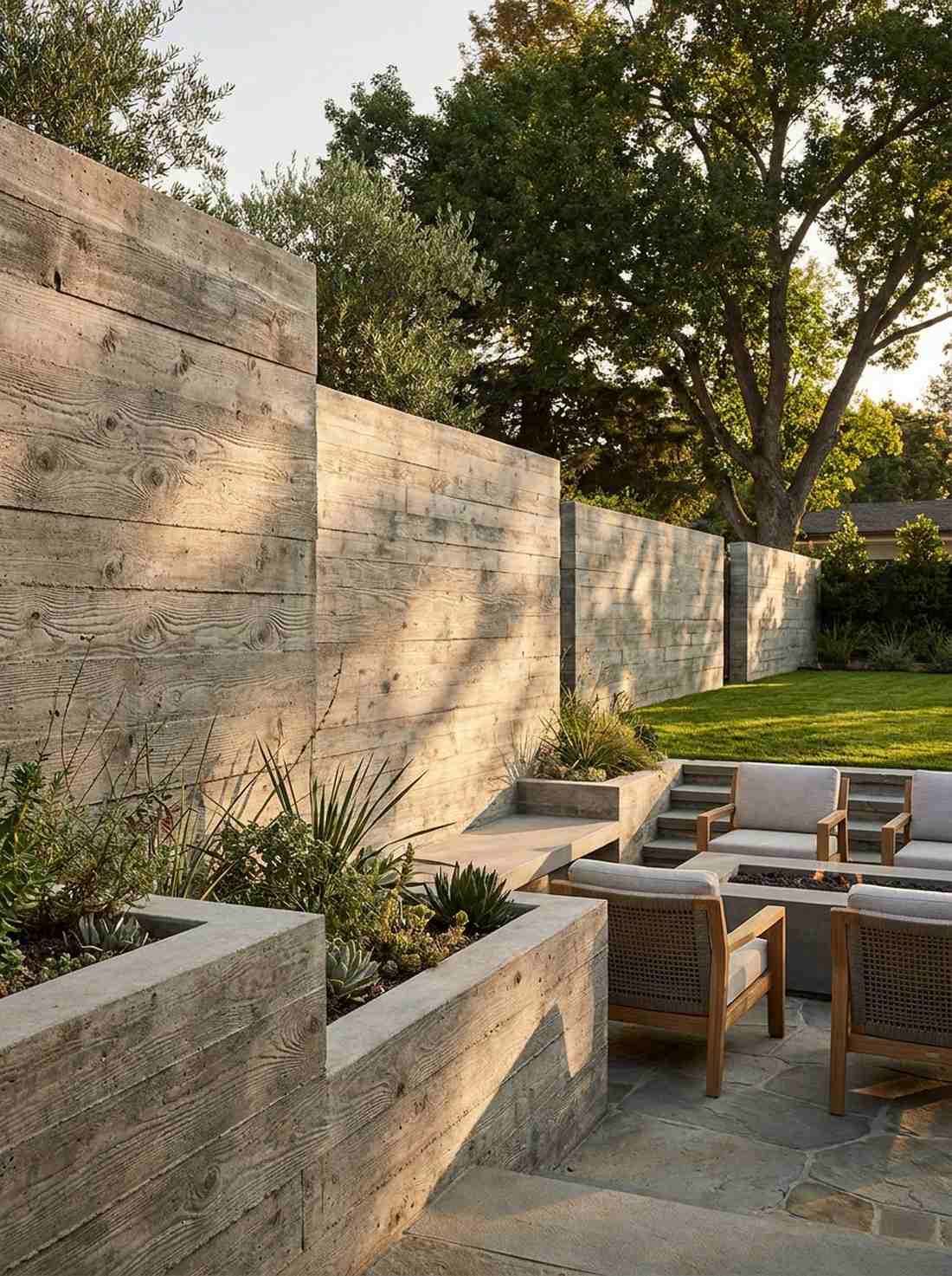 board formed concrete walls