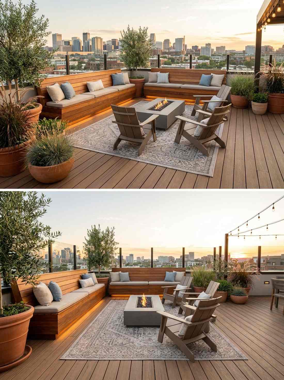 built in bench perimeter seating