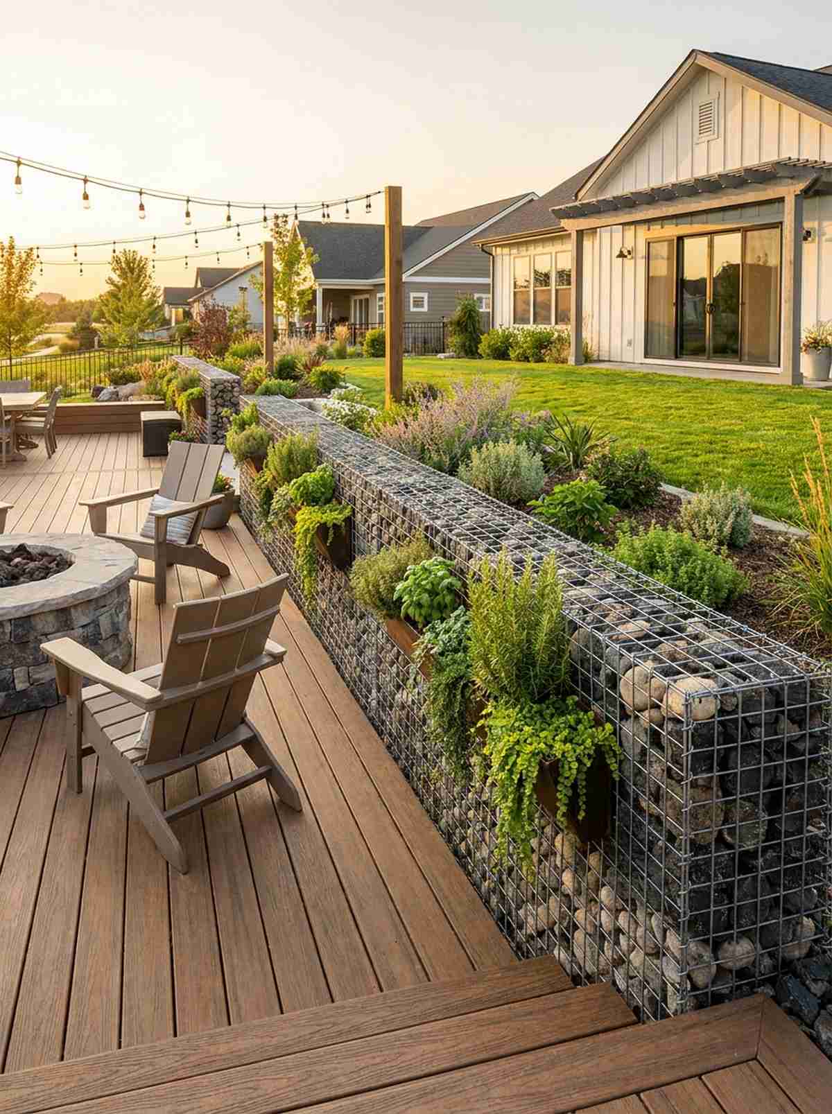 gabion planter wall combination
