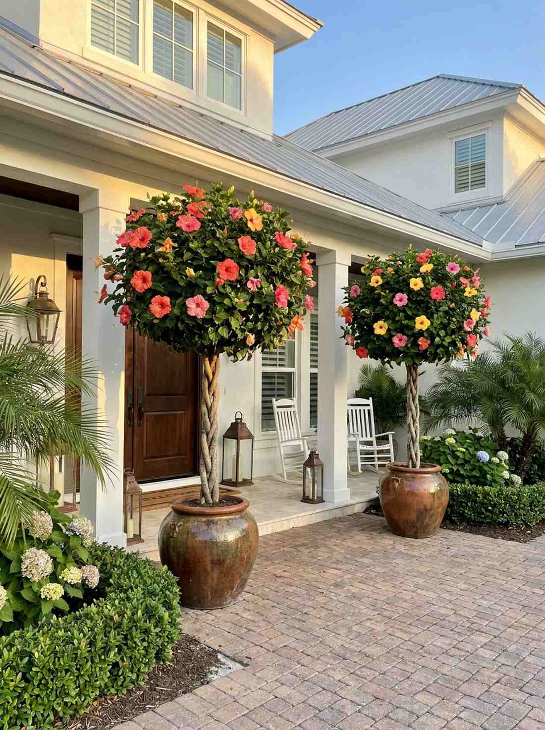 hibiscus standards in coastal colors