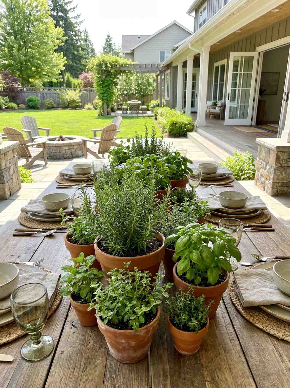 potted herb centerpieces
