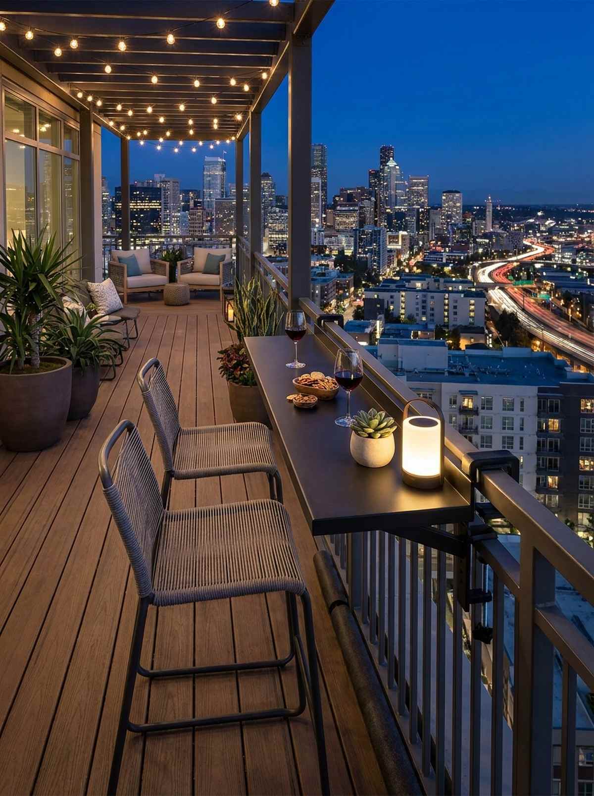 railing mounted balcony bar table