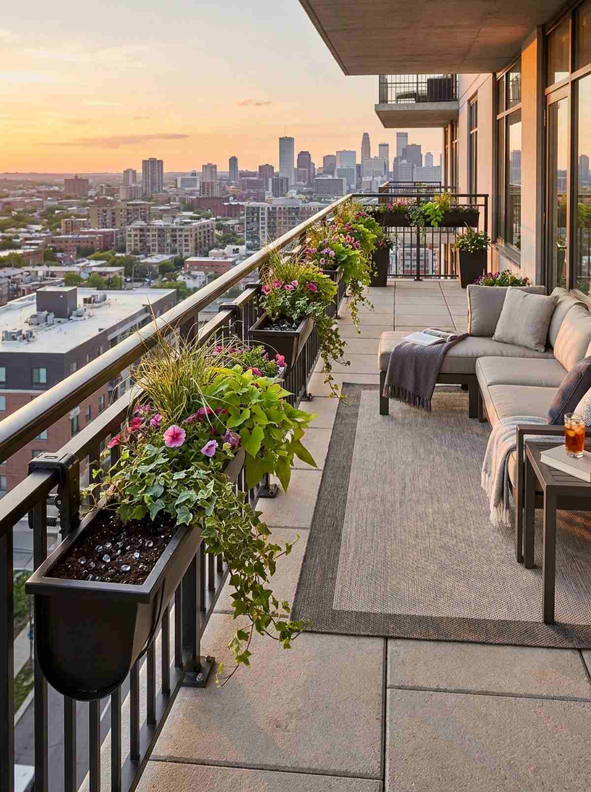 railing planters with adjustable brackets