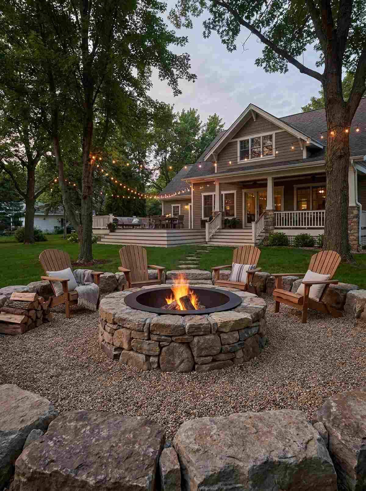 rock fire pit surround