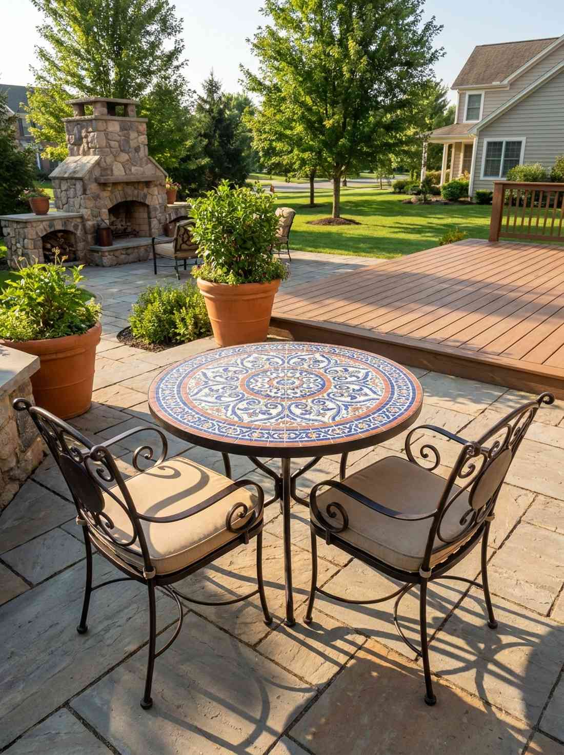 round mosaic bistro set