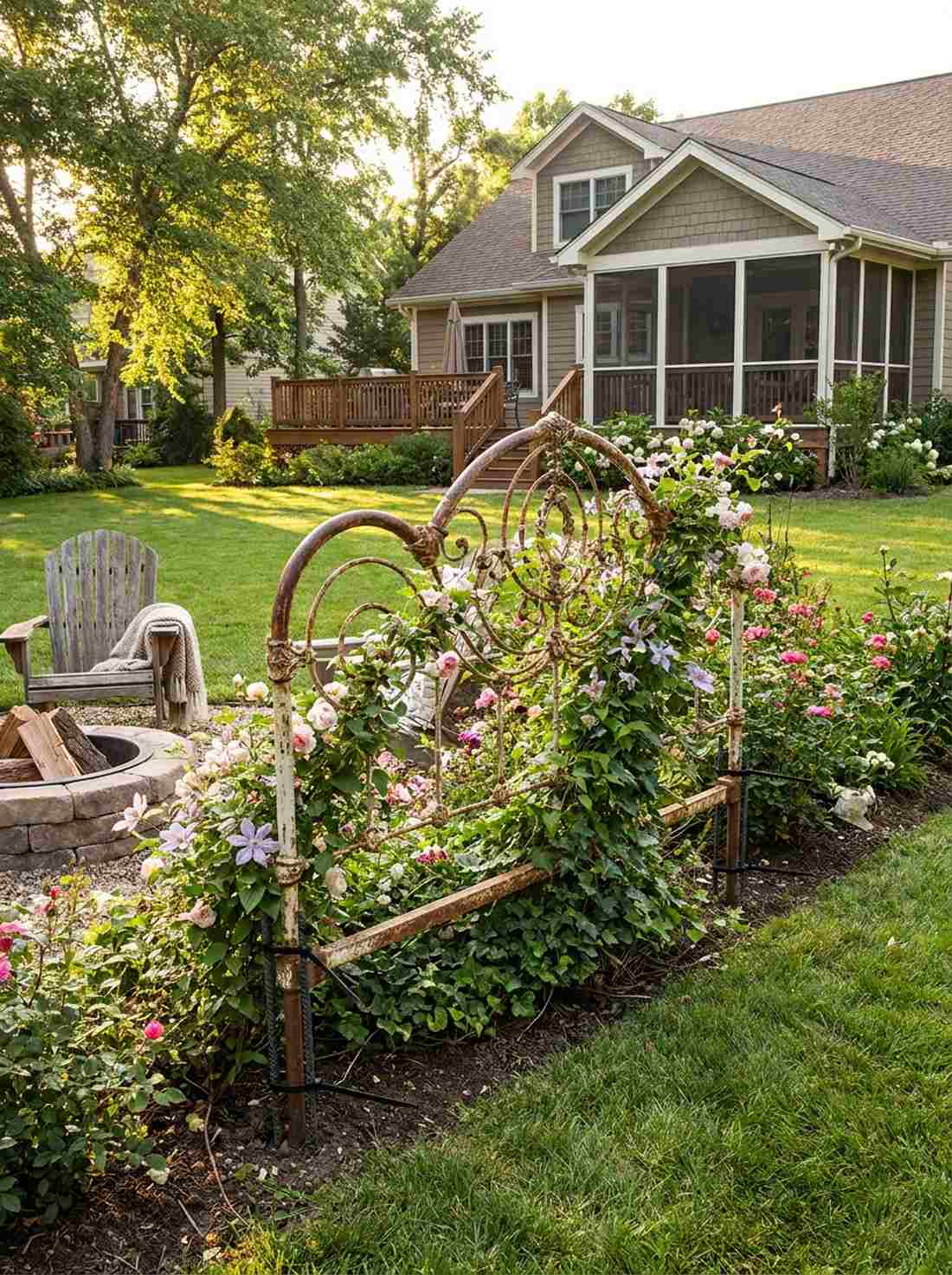 vintage iron bed frame trellis