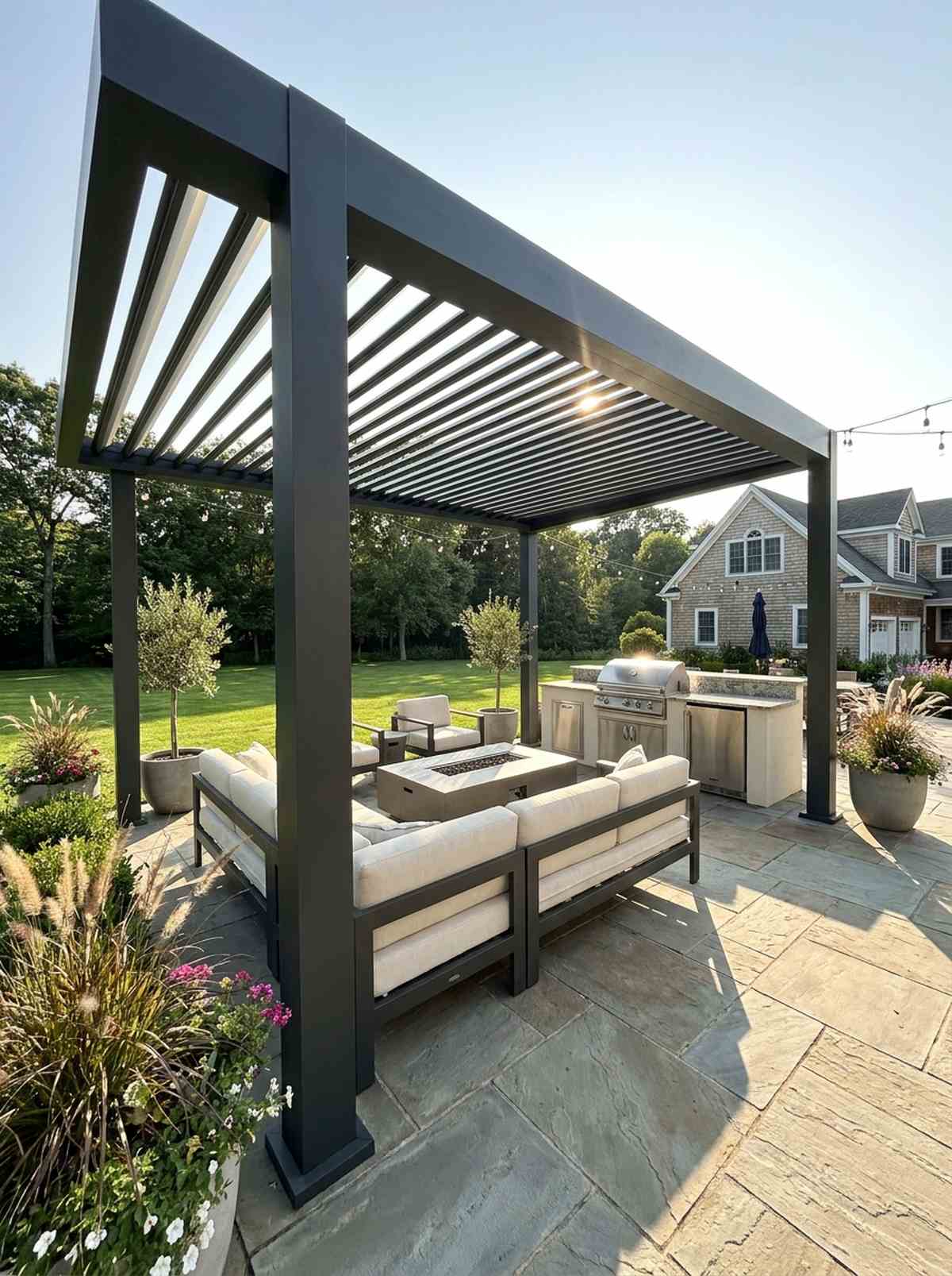 bioclimatic pergolas with motorized louvers