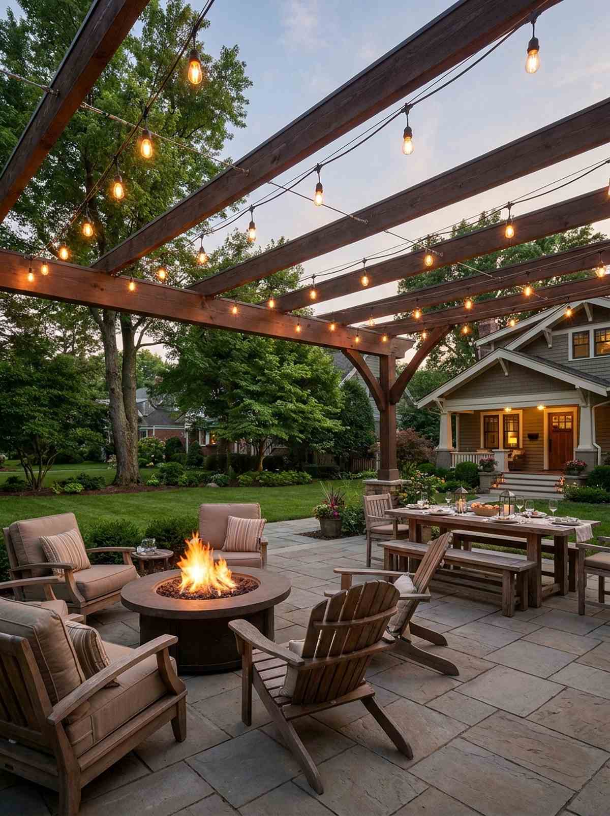 bistro string lights crisscross pattern