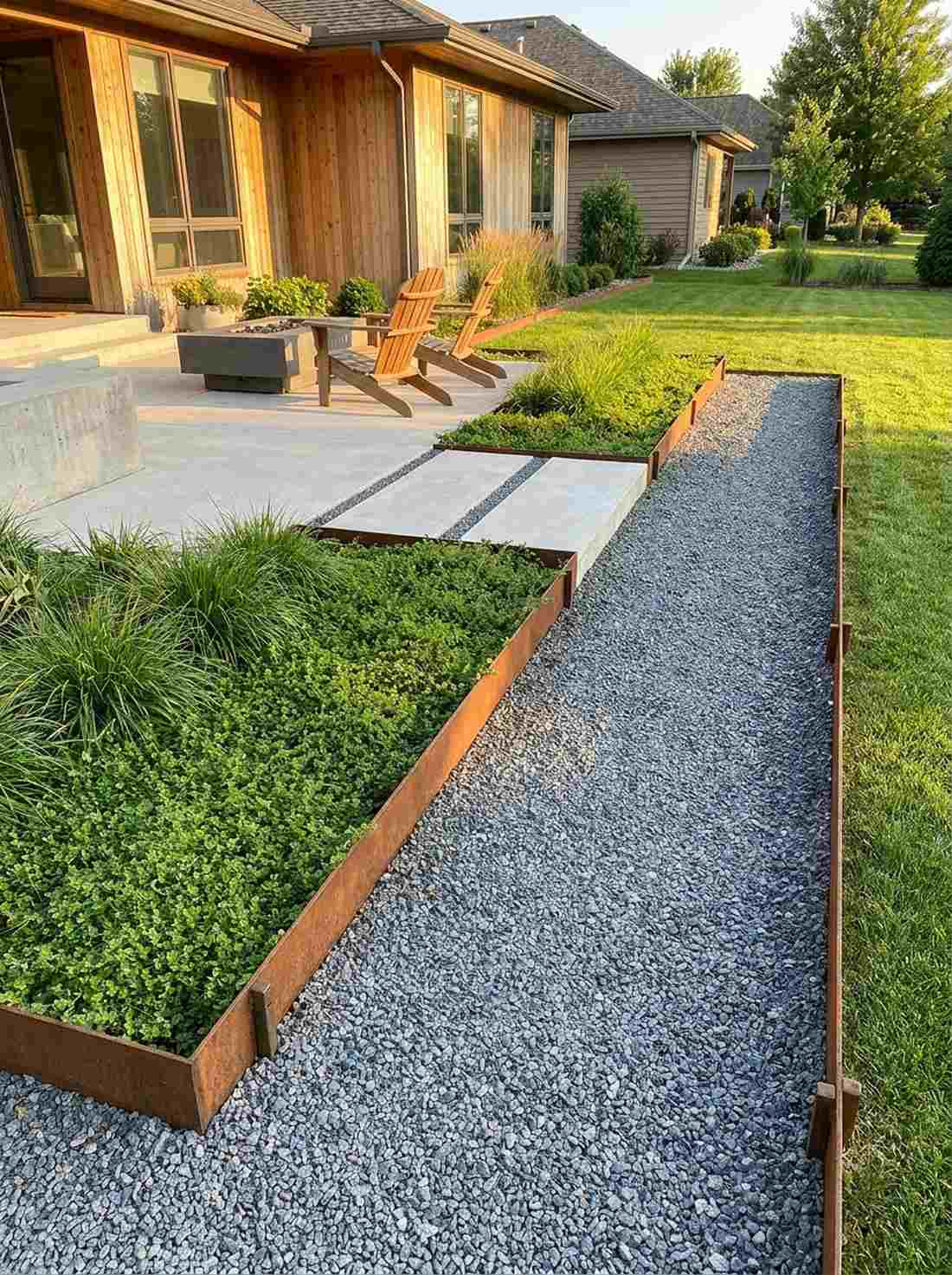 corten steel straight line borders