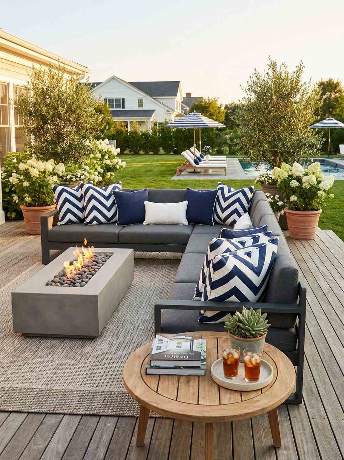 geometric chevron in navy and white