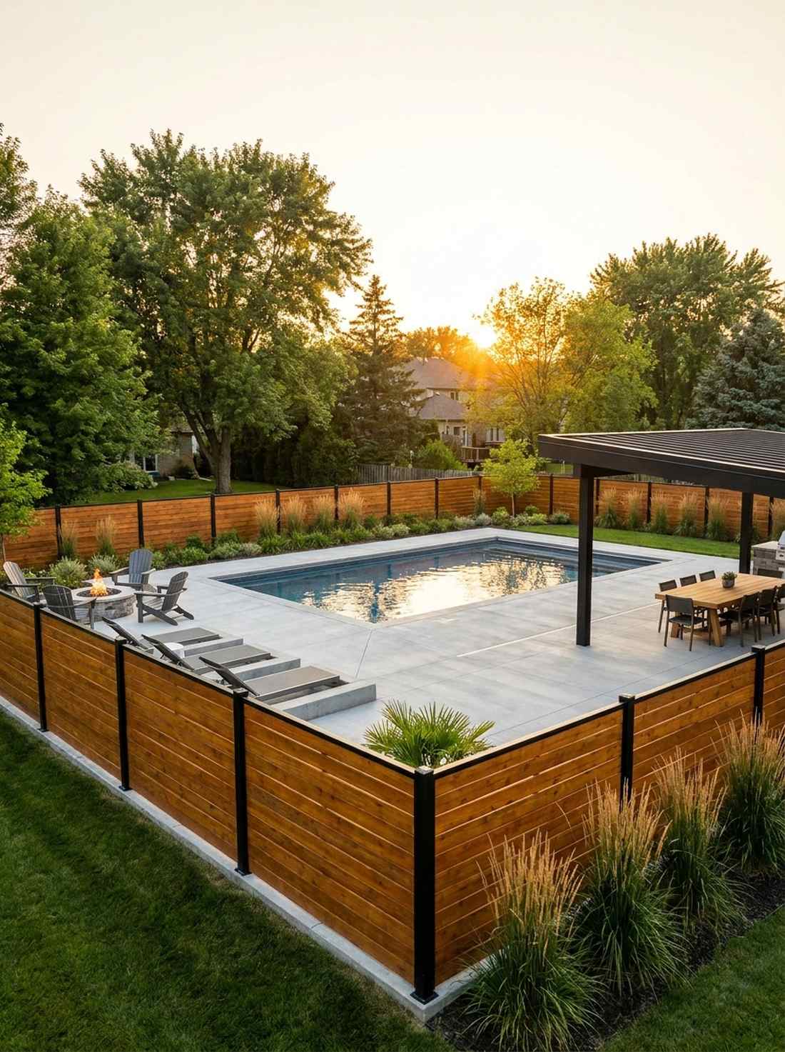 horizontal cedar with steel frame