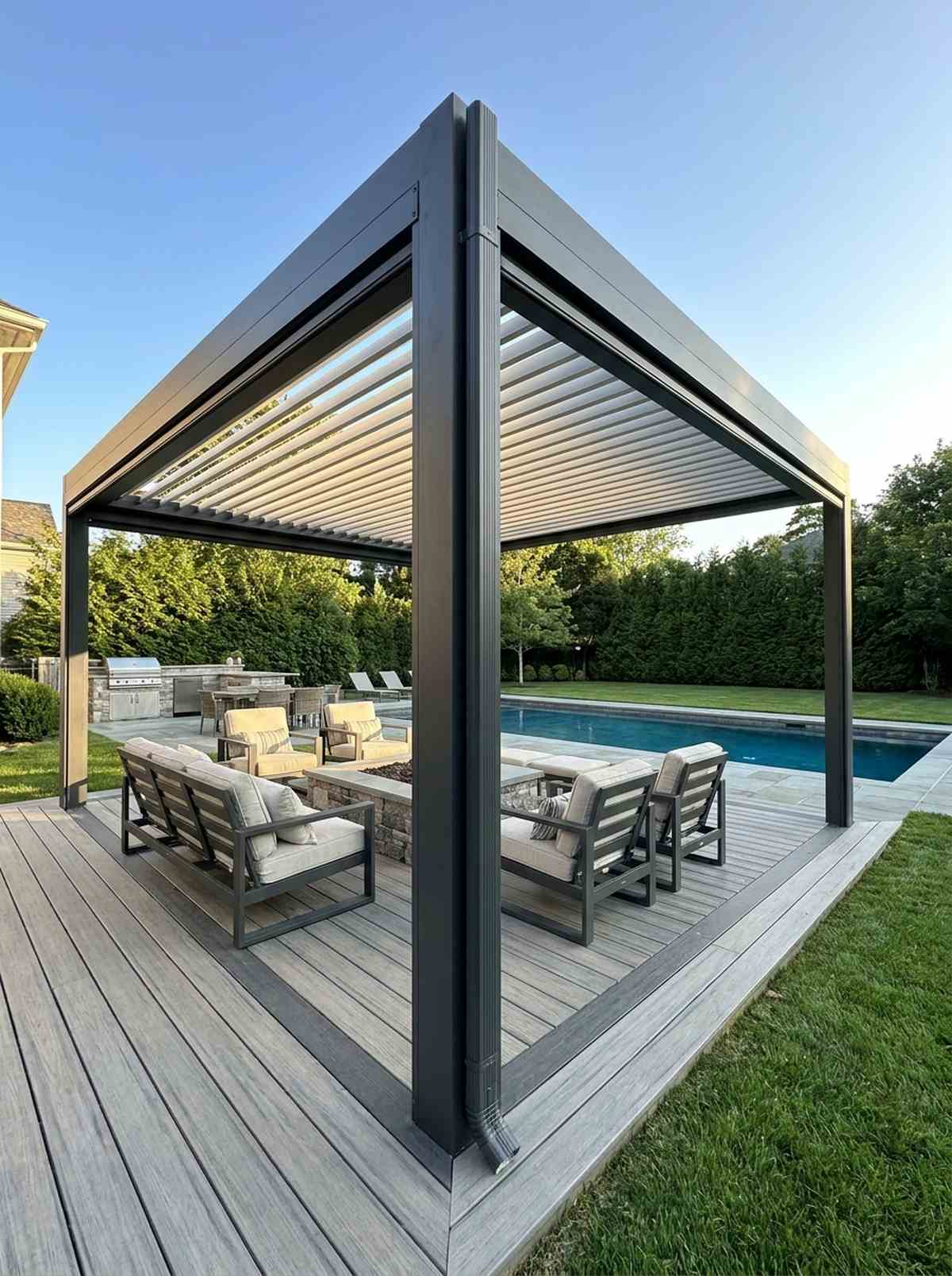 louvered roof pergola system