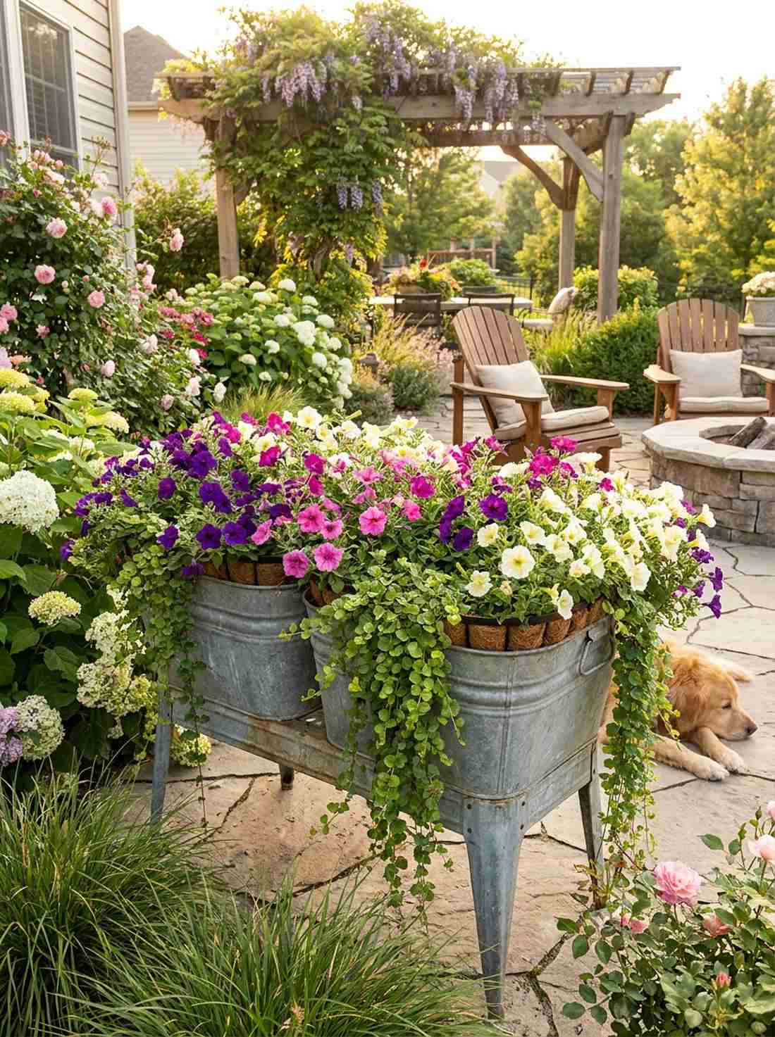 overflow petunia display